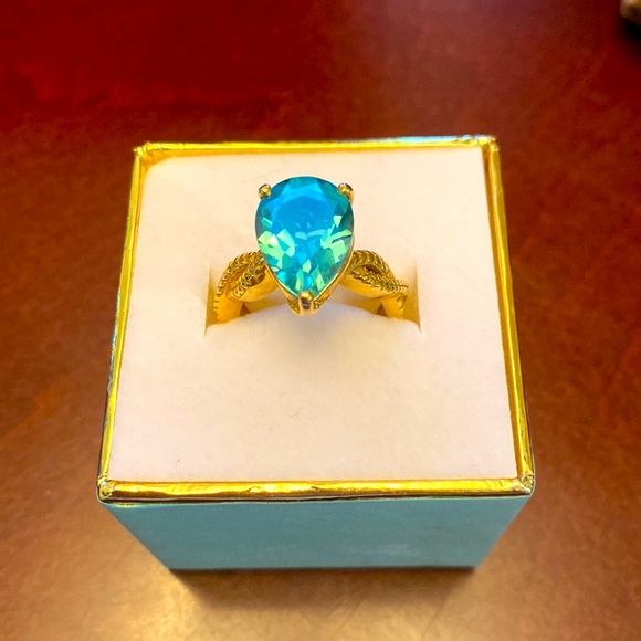 Jewelry - Peacock quartz 14K STAMPED 925 yellow gold ring